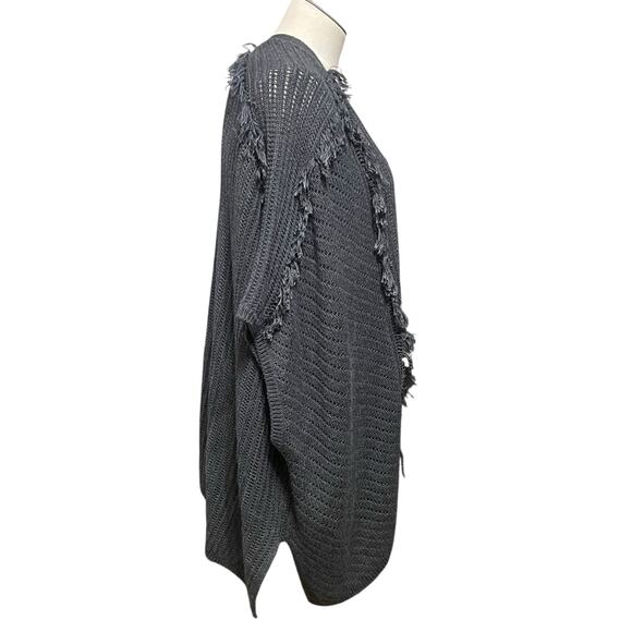 Ella Moss Womens Gray Yarn Fringe Crochet Short Sleeve Boho Cardigan Sz XS/S - Picture 5 of 11